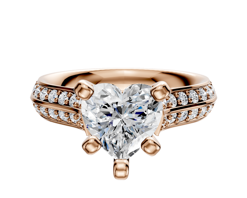 18K Rose Gold 4 Prong Cathedral Knife Edge 1-Row-Pave 2.5mm Engagement Ring