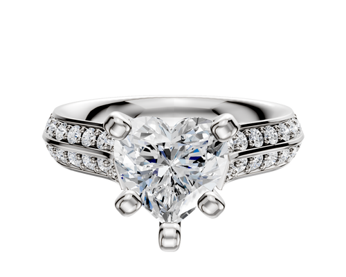 Platinum 4 Prong Cathedral Knife Edge 1-Row-Pave 2.5mm Engagement Ring