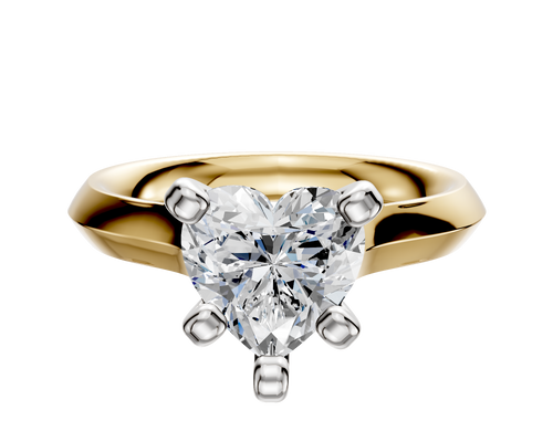 14K Two Tone 4 Prong Cathedral Knife Edge 3.0mm Engagement Ring