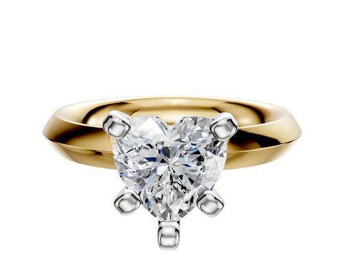 18K Two Tone 4 Prong Classic Knife Edge 3.0mm Engagement Ring