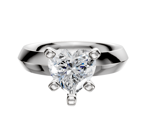 14K White Gold 4 Prong Classic Knife Edge 4.0mm Engagement Ring