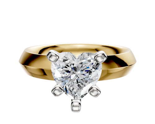 18K Two Tone 4 Prong Classic Knife Edge 4.0mm Engagement Ring