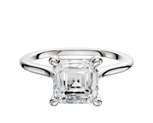 18K White Gold 4 Prong Hidden Halo Cathedral Dome 1.5mm Engagement Ring