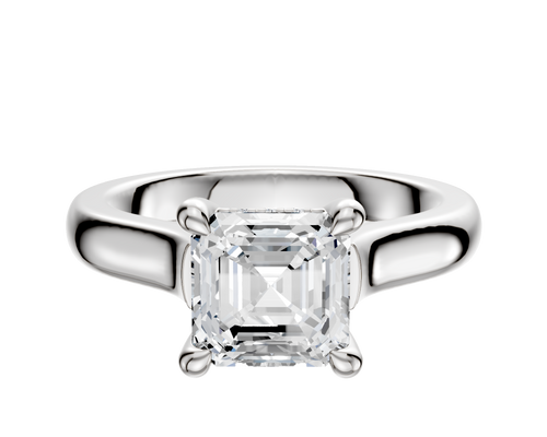 14K White Gold 4 Prong Hidden Halo Cathedral Dome 3.0mm Engagement Ring