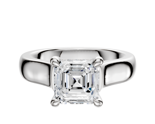 18K White Gold 4 Prong Hidden Halo Cathedral Dome 4.0mm Engagement Ring