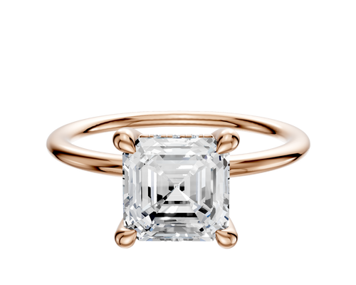 18K Rose Gold 4 Prong Hidden Halo Classic Dome 1.5mm Engagement Ring