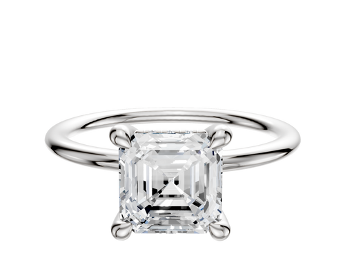 Platinum 4 Prong Hidden Halo Classic Dome 1.5mm Engagement Ring
