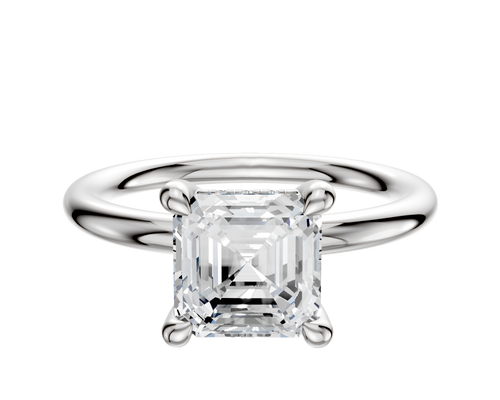 Platinum 4 Prong Hidden Halo Classic Dome 2.0mm Engagement Ring