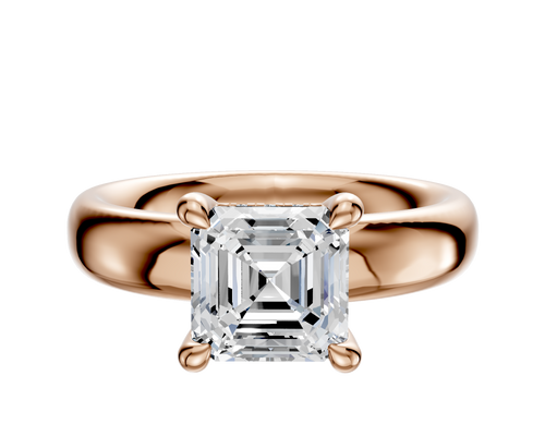 18K Rose Gold 4 Prong Hidden Halo Classic Dome 4.0mm Engagement Ring