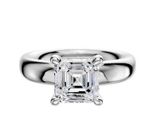 18K White Gold 4 Prong Hidden Halo Classic Dome 4.0mm Engagement Ring