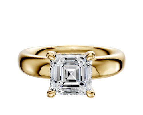 18K Yellow Gold 4 Prong Hidden Halo Classic Dome 4.0mm Engagement Ring