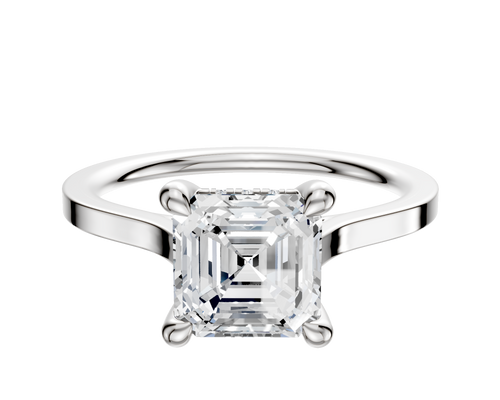 14K White Gold 4 Prong Hidden Halo Cathedral Flat 1.5mm Engagement Ring