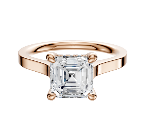 18K Rose Gold 4 Prong Hidden Halo Cathedral Flat 2.0mm Engagement Ring