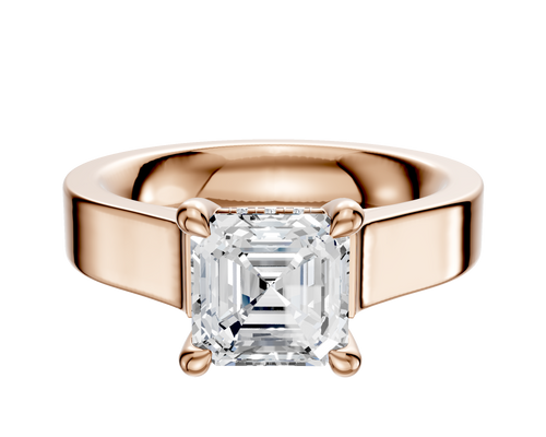 18K Rose Gold 4 Prong Hidden Halo Cathedral Flat 4.0mm Engagement Ring