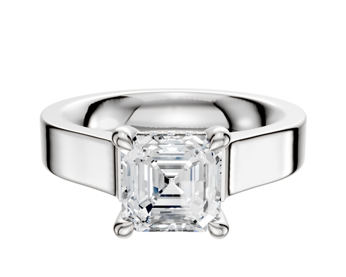 14K White Gold 4 Prong Hidden Halo Cathedral Flat 4.0mm Engagement Ring