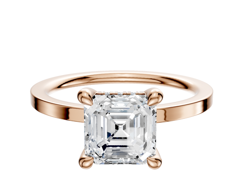 18K Rose Gold 4 Prong Hidden Halo Classic Flat 1.5mm Engagement Ring