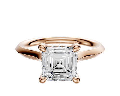 14K Rose Gold 4 Prong Hidden Halo Cathedral Knife Edge 2.0mm Engagement Ring