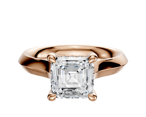 18K Rose Gold 4 Prong Hidden Halo Cathedral Knife Edge 3.0mm Engagement Ring