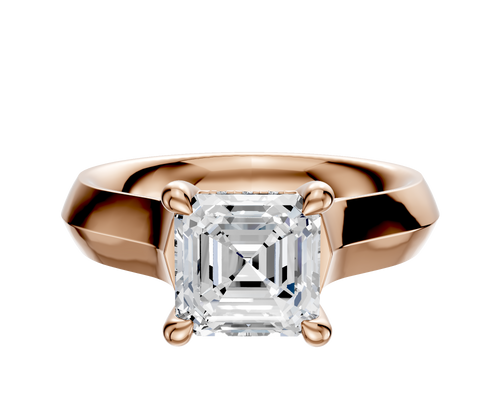18K Rose Gold 4 Prong Hidden Halo Cathedral Knife Edge 4.0mm Engagement Ring
