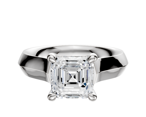 18K White Gold 4 Prong Hidden Halo Cathedral Knife Edge 4.0mm Engagement Ring