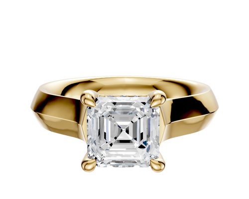 18K Yellow Gold 4 Prong Hidden Halo Cathedral Knife Edge 4.0mm Engagement Ring
