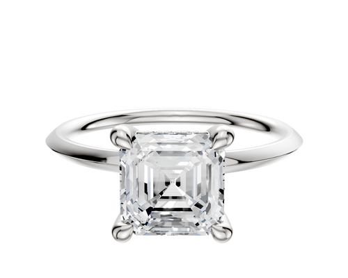 18K White Gold 4 Prong Hidden Halo Classic Knife Edge 1.5mm Engagement Ring