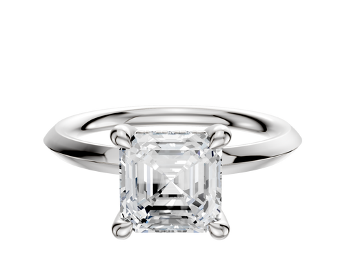 Platinum 4 Prong Hidden Halo Classic Knife Edge 2.0mm Engagement Ring