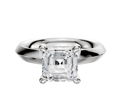 14K White Gold 4 Prong Hidden Halo Classic Knife Edge 3.0mm Engagement Ring