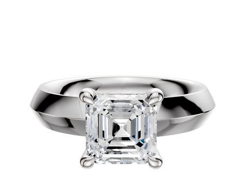 Platinum 4 Prong Hidden Halo Classic Knife Edge 4.0mm Engagement Ring