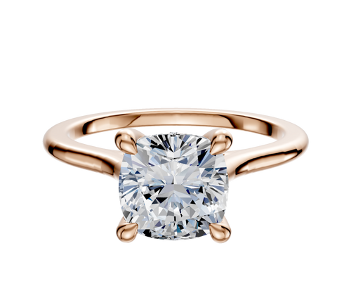 18K Rose Gold 4 Prong Hidden Halo Cathedral Dome 1.5mm Engagement Ring