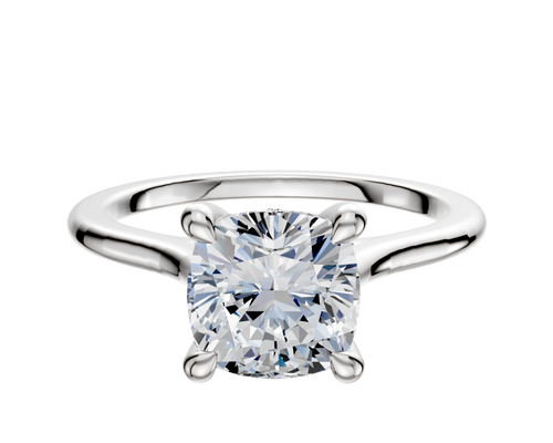 Platinum 4 Prong Hidden Halo Cathedral Dome 1.5mm Engagement Ring