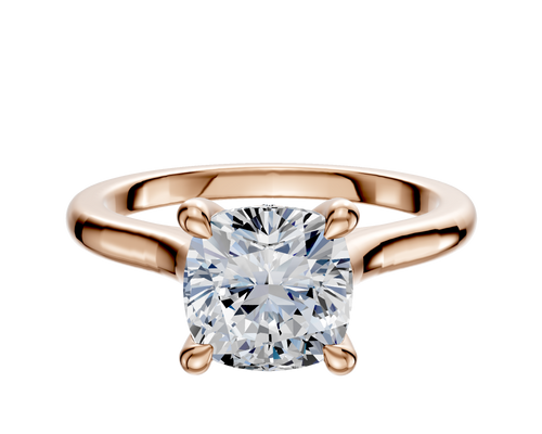 18K Rose Gold 4 Prong Hidden Halo Cathedral Dome 2.0mm Engagement Ring