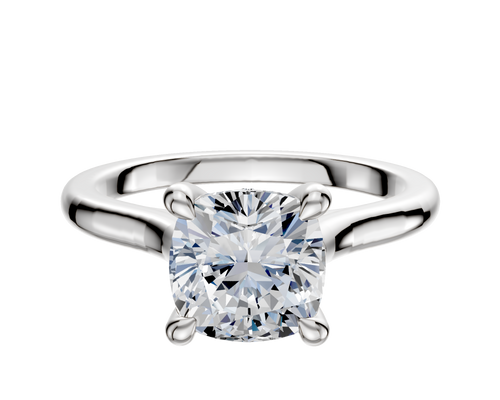 18K White Gold 4 Prong Hidden Halo Cathedral Dome 2.0mm Engagement Ring