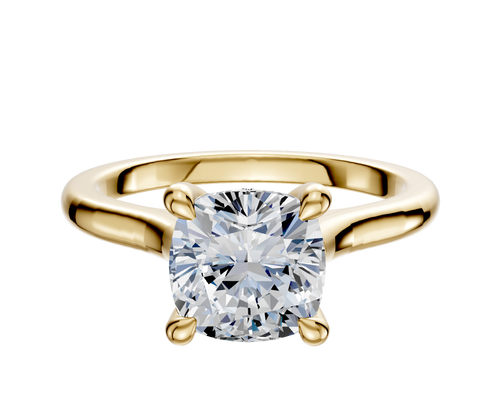 18K Yellow Gold 4 Prong Hidden Halo Cathedral Dome 2.0mm Engagement Ring
