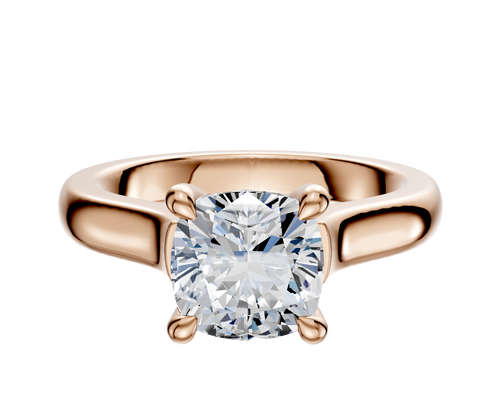 18K Rose Gold 4 Prong Hidden Halo Cathedral Dome 3.0mm Engagement Ring