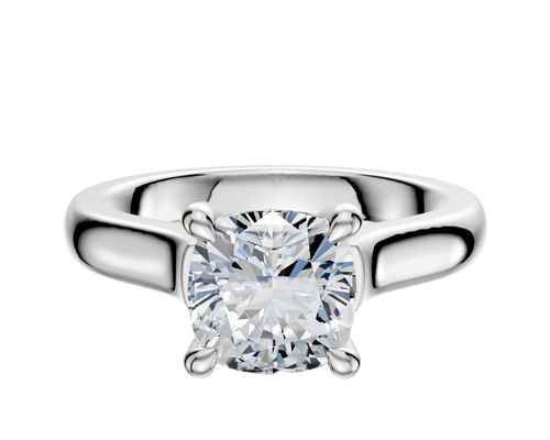14K White Gold 4 Prong Hidden Halo Cathedral Dome 3.0mm Engagement Ring