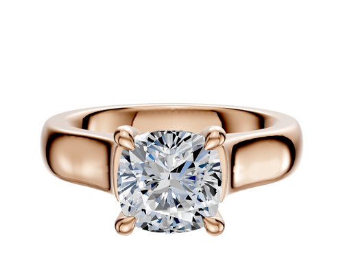 18K Rose Gold 4 Prong Hidden Halo Cathedral Dome 4.0mm Engagement Ring