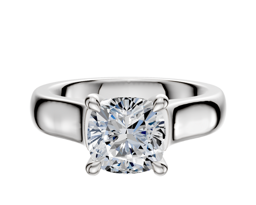 14K White Gold 4 Prong Hidden Halo Cathedral Dome 4.0mm Engagement Ring