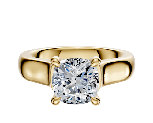 18K Yellow Gold 4 Prong Hidden Halo Cathedral Dome 4.0mm Engagement Ring