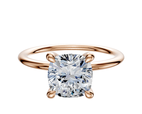 18K Rose Gold 4 Prong Hidden Halo Classic Dome 1.5mm Engagement Ring