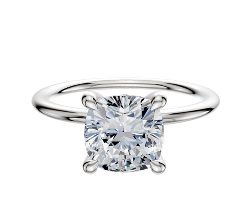 Platinum 4 Prong Hidden Halo Classic Dome 1.5mm Engagement Ring