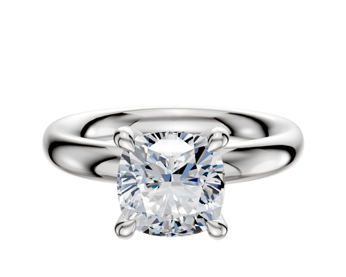 Platinum 4 Prong Hidden Halo Classic Dome 3.0mm Engagement Ring