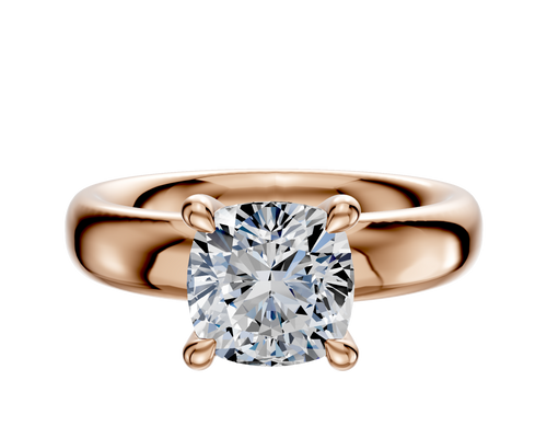 18K Rose Gold 4 Prong Hidden Halo Classic Dome 4.0mm Engagement Ring