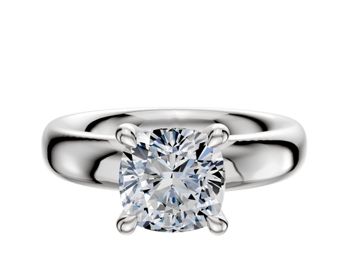 14K White Gold 4 Prong Hidden Halo Classic Dome 4.0mm Engagement Ring
