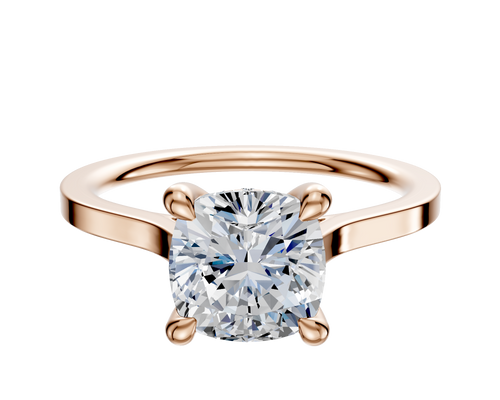 18K Rose Gold 4 Prong Hidden Halo Cathedral Flat 1.5mm Engagement Ring