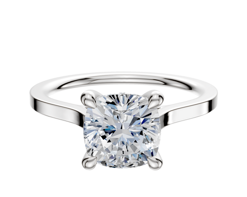 14K White Gold 4 Prong Hidden Halo Cathedral Flat 1.5mm Engagement Ring