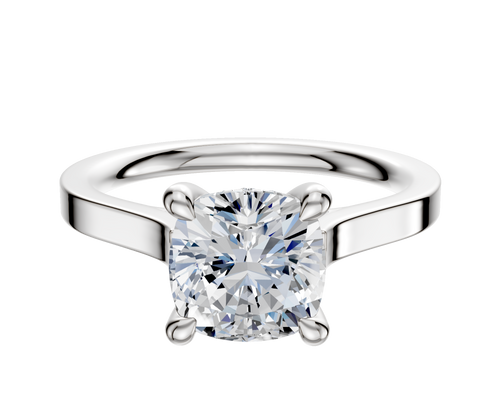 Platinum 4 Prong Hidden Halo Cathedral Flat 2.0mm Engagement Ring