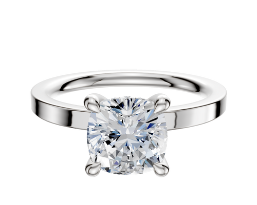 Platinum 4 Prong Hidden Halo Classic Flat 2.0mm Engagement Ring