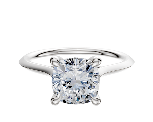 Platinum 4 Prong Hidden Halo Cathedral Knife Edge 1.5mm Engagement Ring
