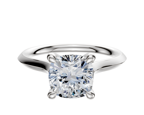 18K White Gold 4 Prong Hidden Halo Cathedral Knife Edge 2.0mm Engagement Ring